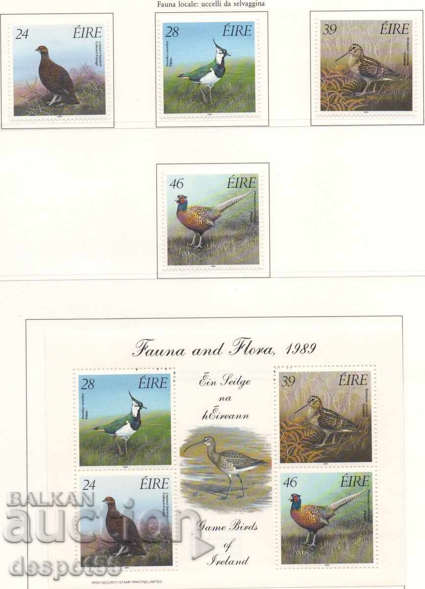 1989. Ейре. Фауна и Флора. Дивечови птици + Блок.
