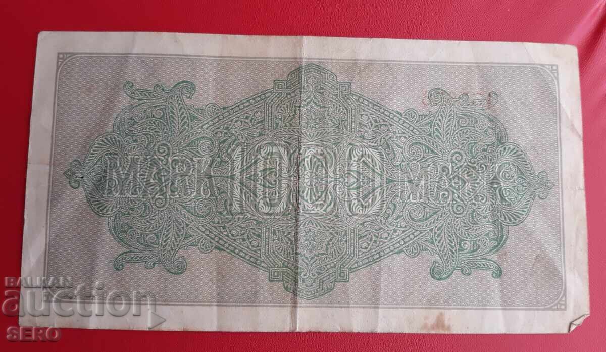 Bancnotă-Germania-1000 de mărci 1922 cu preț 1.00 BGN | € 0.51