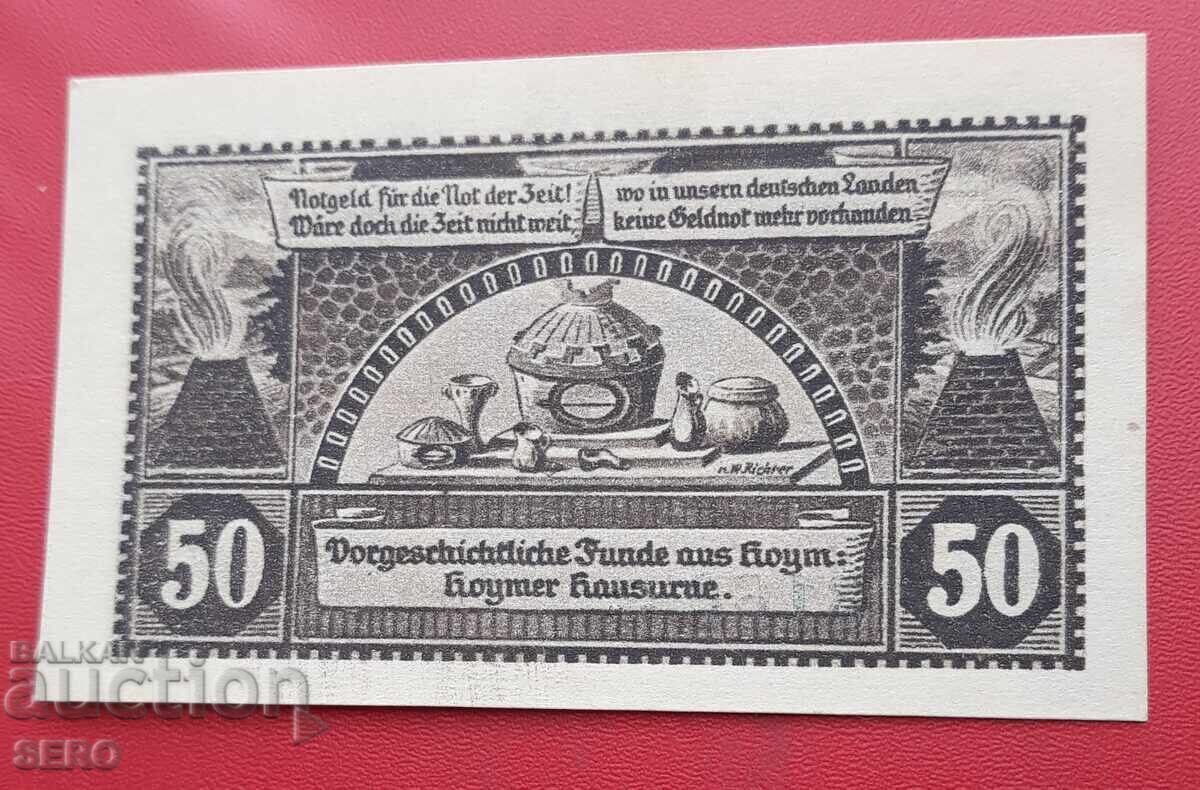 Bancnotă-Germania-Saxonia-Hoym-50 pfennig 1921