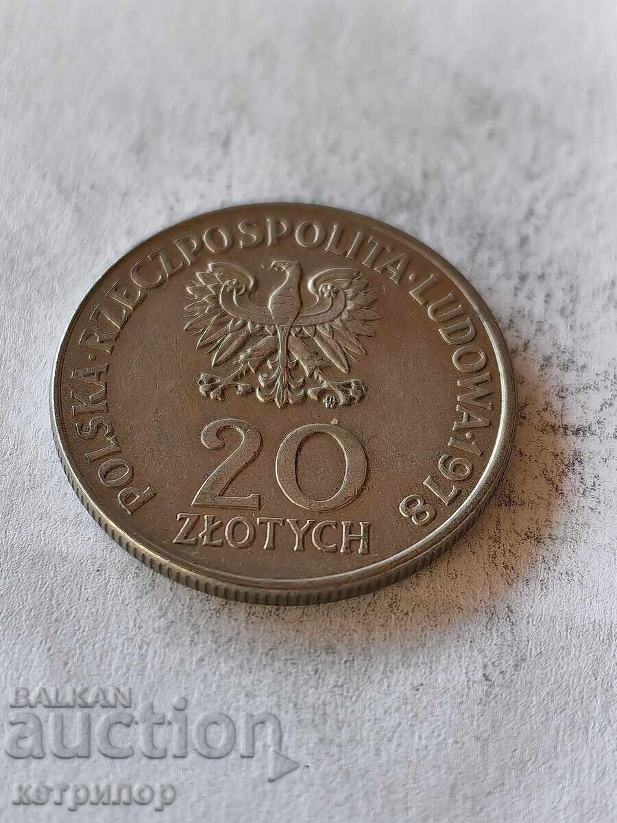 20 ζλότι 1978 g. Πολωνία με τιμή 5.80 BGN | € 2.97