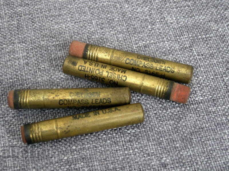 4 pcs Antique Graphite Pencil Containers USA