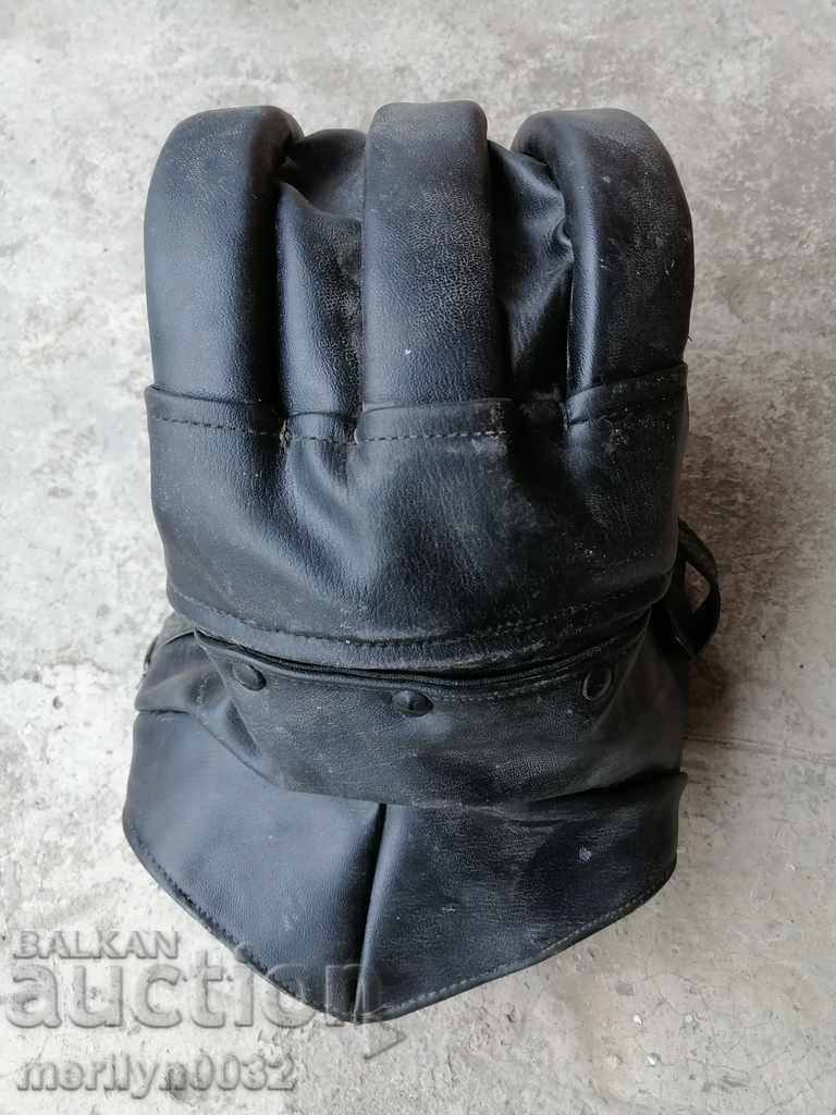 Casca de piele și bărbiere pentru motor, anii '50, motociclist rocker - 5