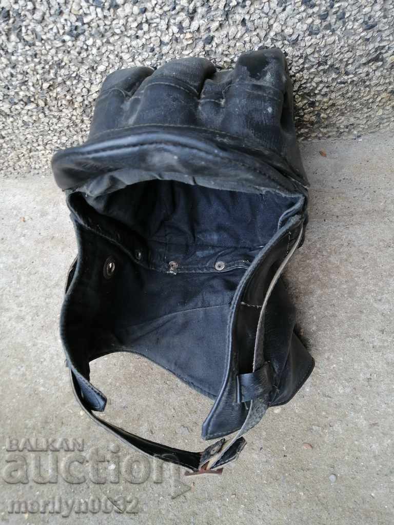 Casca de piele și bărbiere pentru motor, anii '50, motociclist rocker - 6