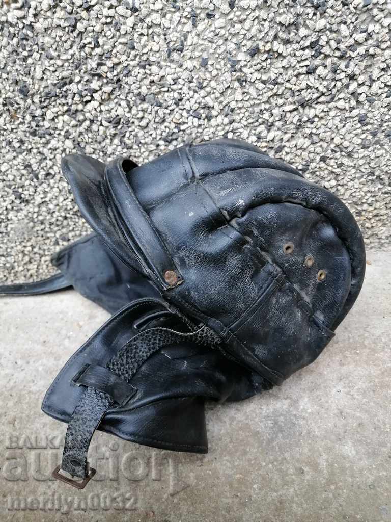 Casca de piele și bărbiere pentru motor, anii '50, motociclist rocker - 7