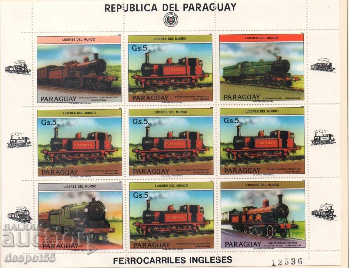 1984. Парагвай. Английски локомотиви. Блок.