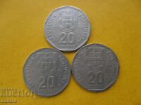 20 Escudos 1986, 1987 and 1988 Portugal