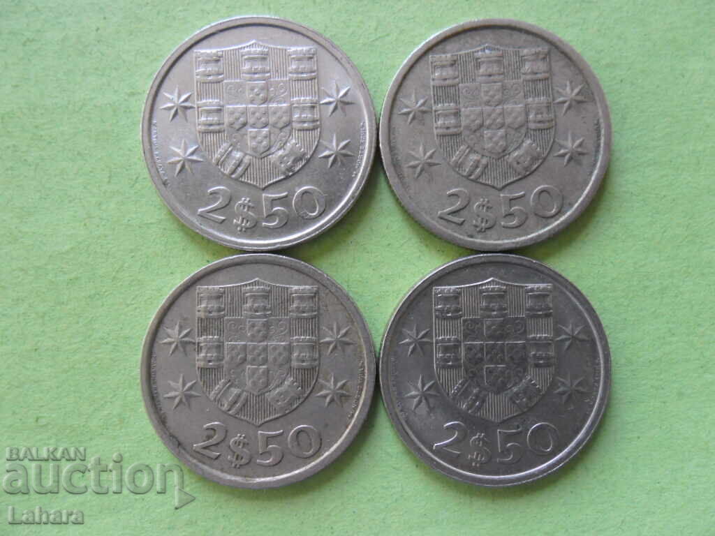 2.50 εσκούδο 1979, 1980, 1981, 1982 τ. Πορτογαλίας με τιμή 2.50 BGN | € 1.28