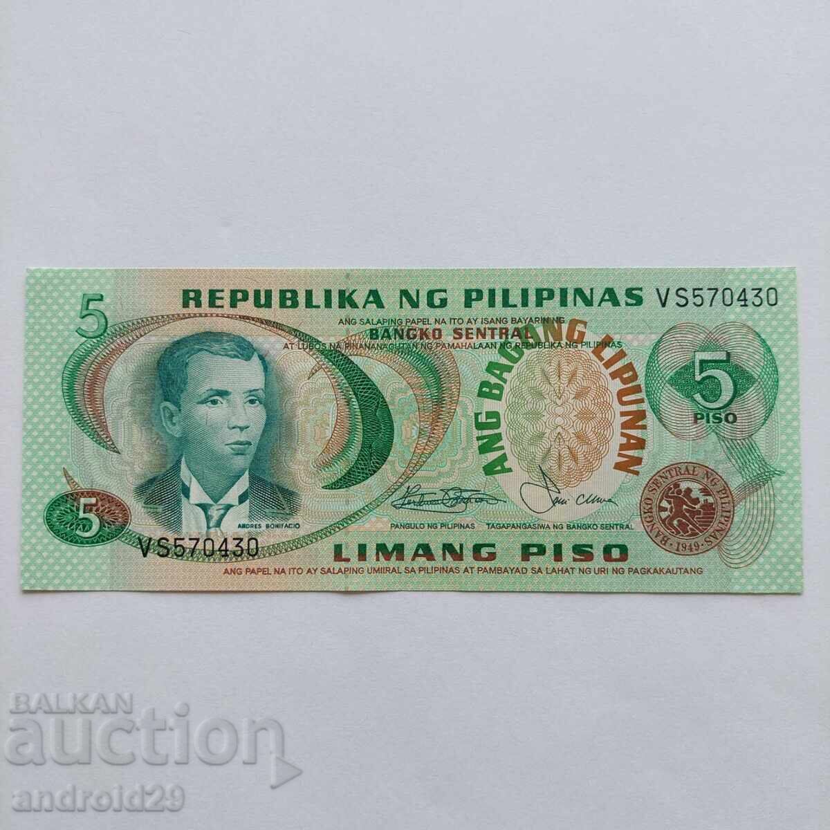 5 Peso 1978 FILIPINE - Bancnotă UNC