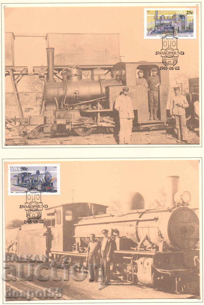 1985. Southwest Africa. "First Day" Cards - Narrow Gauge Railways with price 12.50 BGN | € 6.39 1985. Southwest Africa. "First Day" Cards - Narrow Gauge Railways with price 12.50 BGN | € 6.39