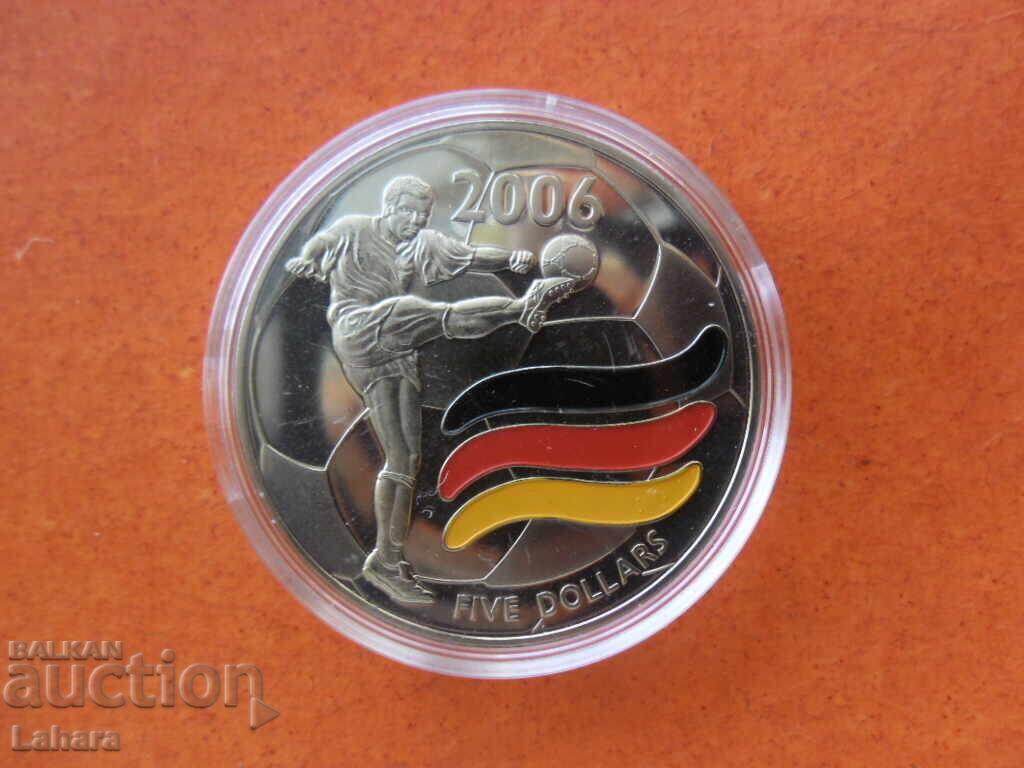 5 δολάρια 2003 Λιβερία Παγκόσμιο Κύπελλο Ποδοσφαίρου Γερμανία