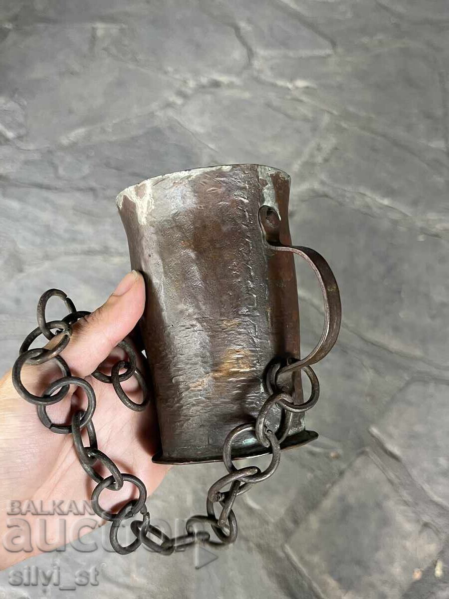 Old copper cup with price 25.00 BGN | € 12.78 Old copper cup with price 25.00 BGN | € 12.78