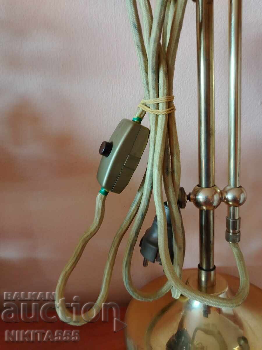 Стара настолна антична месингова лампа с лебедова шия - 5