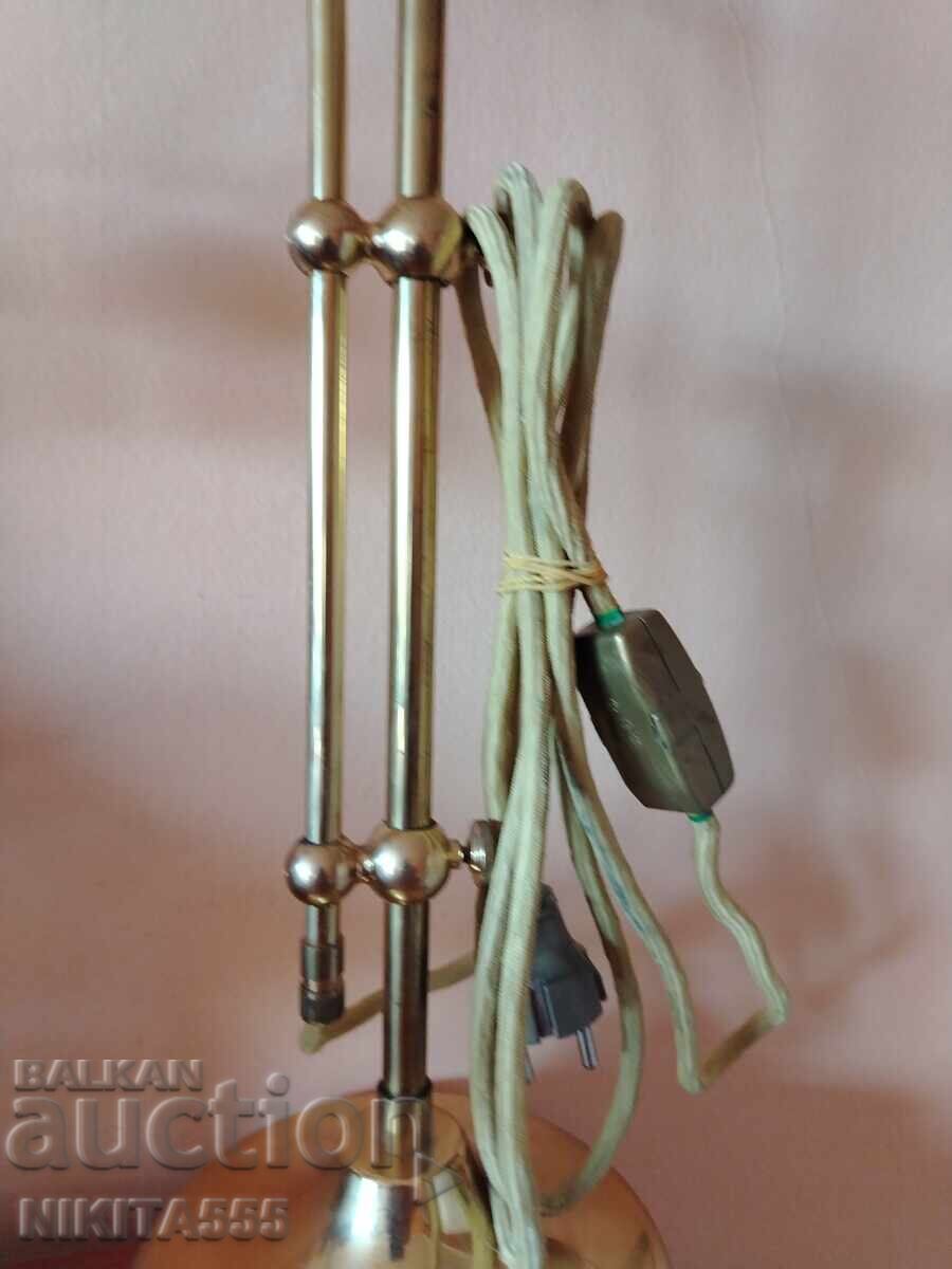 Стара настолна антична месингова лампа с лебедова шия - 6