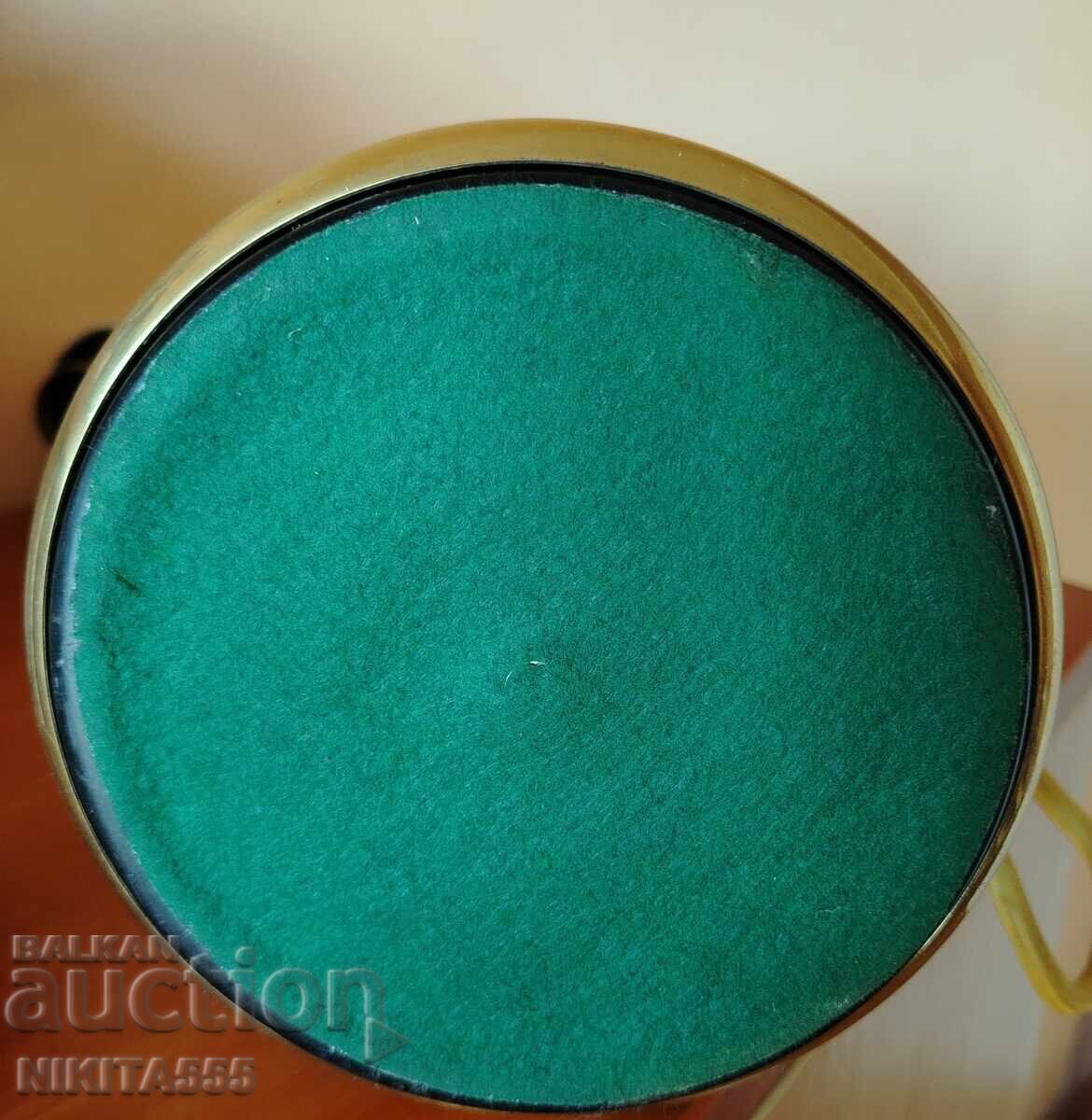 Стара настолна антична месингова лампа с лебедова шия - 7