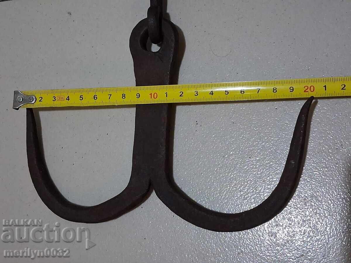 Cârlig antic din fier forjat, cârlig dublu - 5