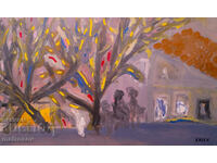 Abstract painting, oil paints