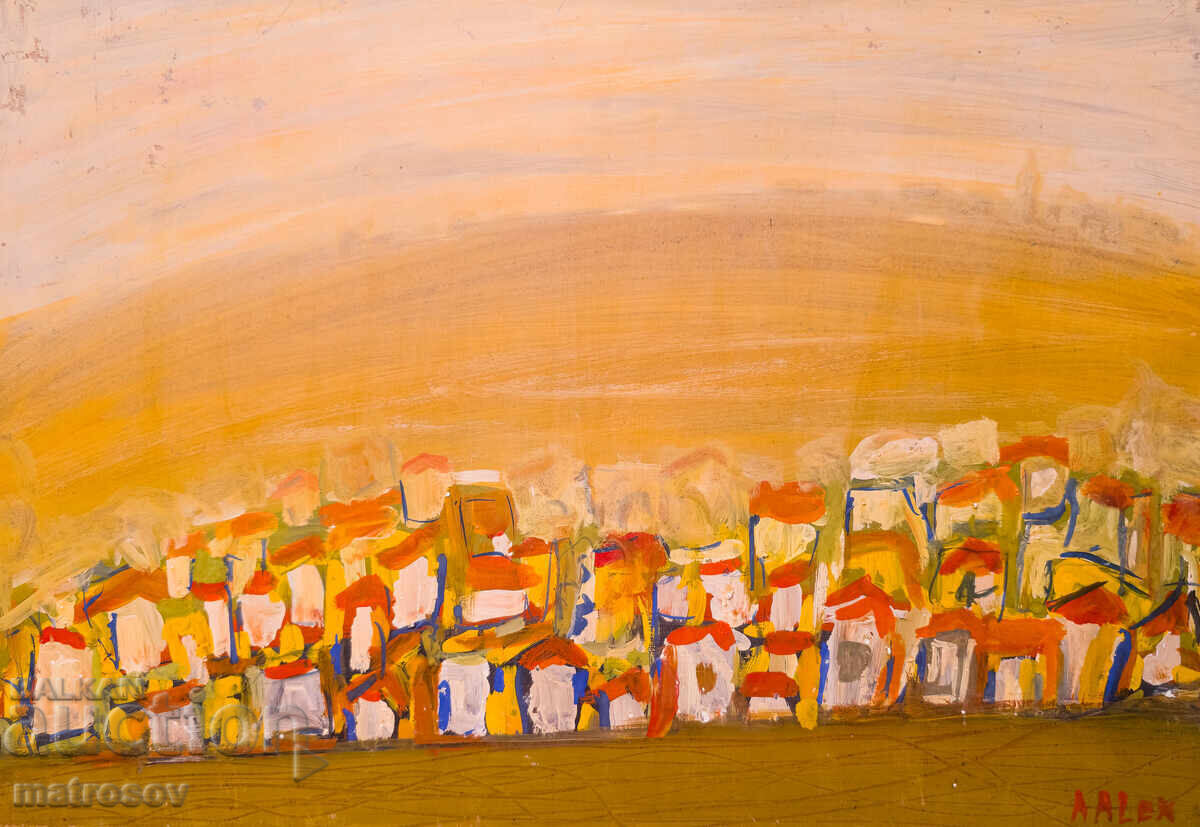 Abstract painting, oil paints, landscape