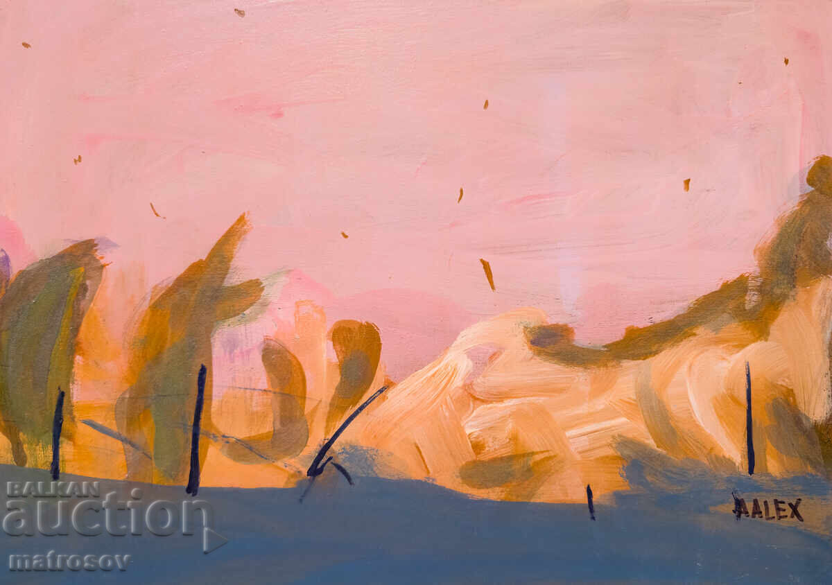 Compoziție abstractă, pictură în ulei