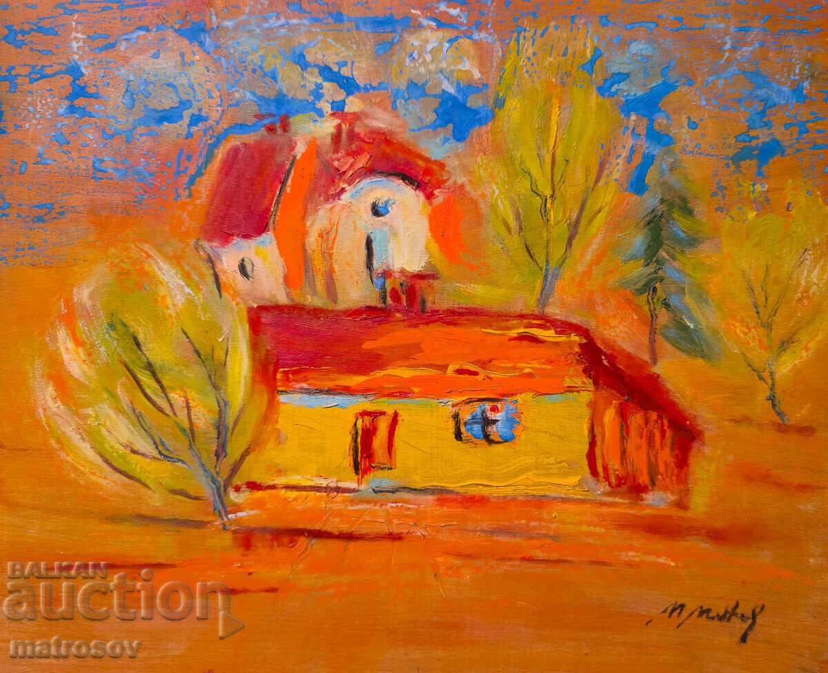 Маслена картина, пейзаж с къща с цена 200.00 лв. | € 102.26