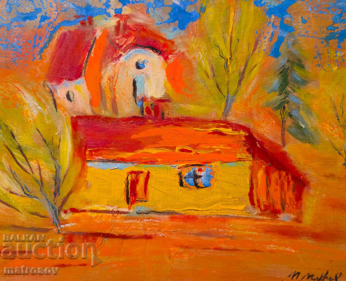 Маслена картина, пейзаж с къща - 5
