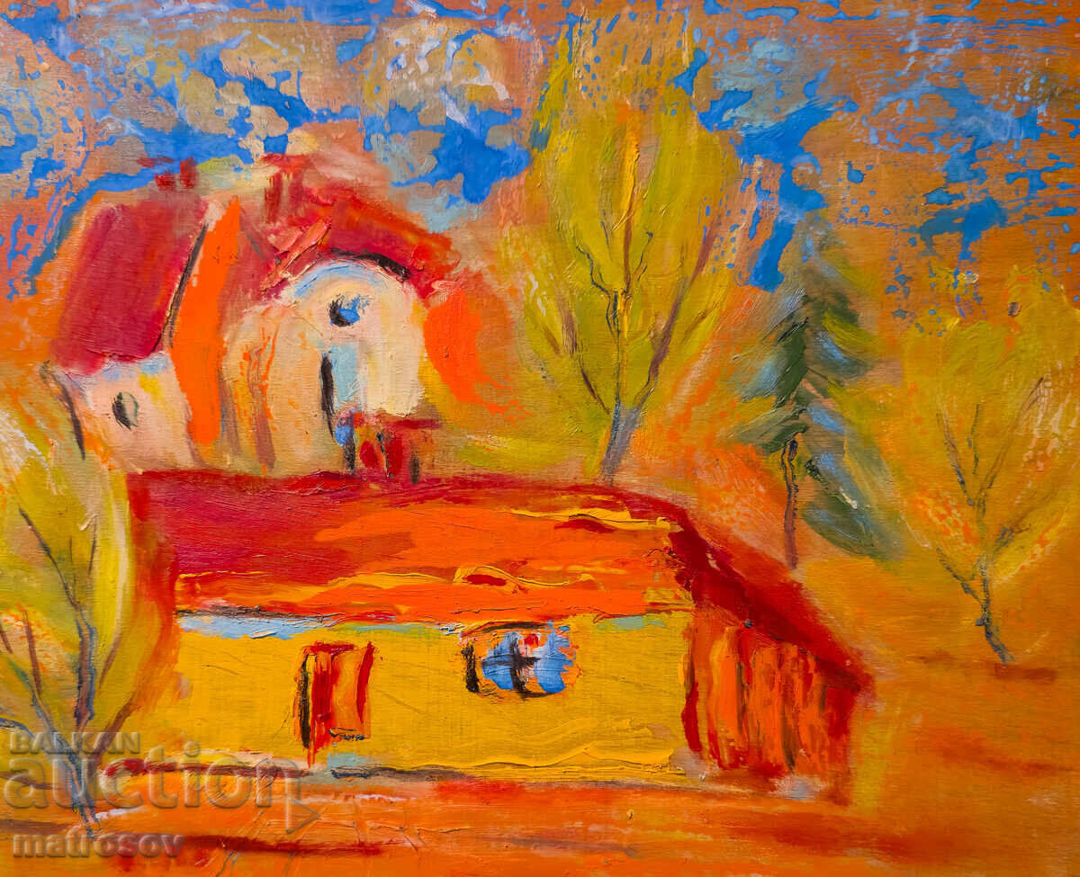 Маслена картина, пейзаж с къща - 7