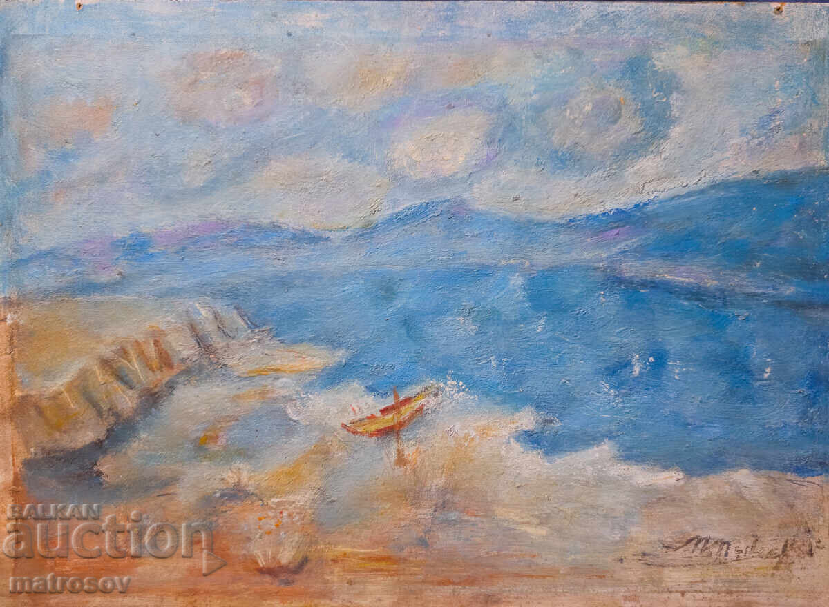 Ελαιογραφία, θαλασσινή ακτή με τιμή 200.00 BGN | € 102.26 Ελαιογραφία, θαλασσινή ακτή με τιμή 200.00 BGN | € 102.26