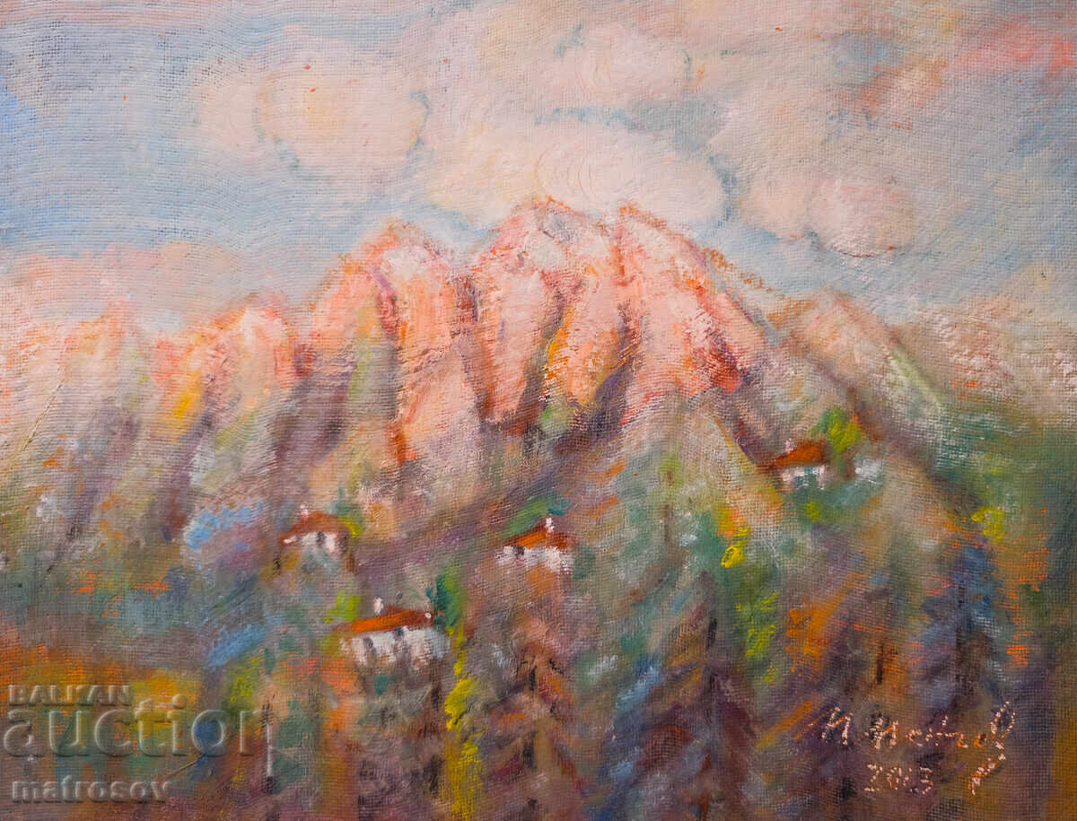 Oil painting, mountain landscape