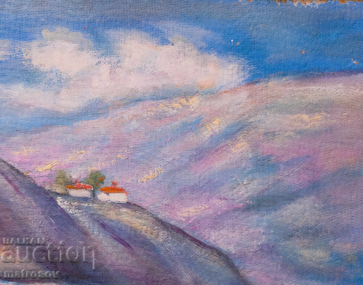 Oil painting, mountain landscape with houses - 5