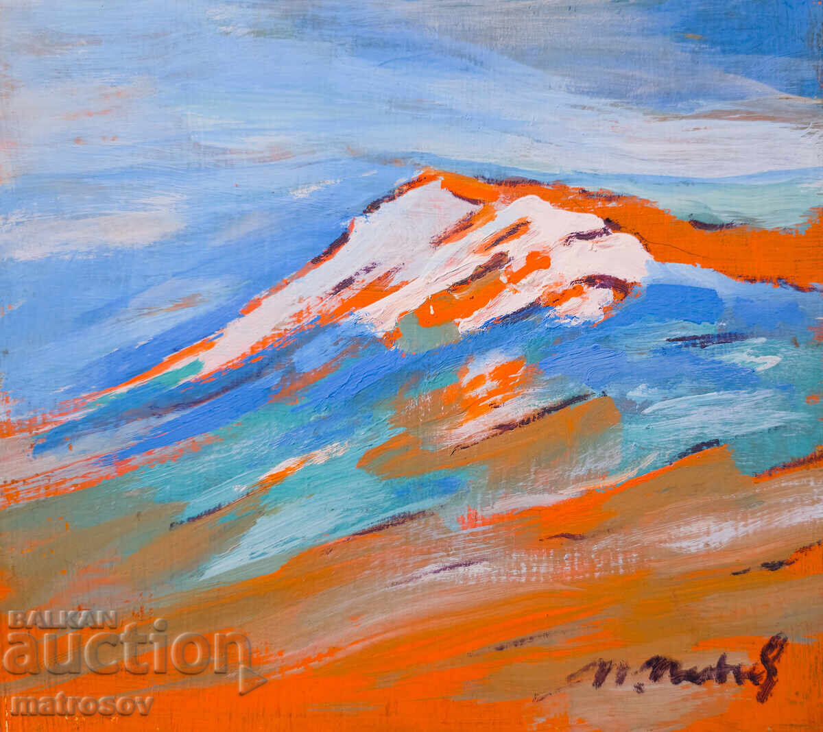 Oil painting, mountain landscape