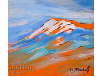 Oil painting, mountain landscape