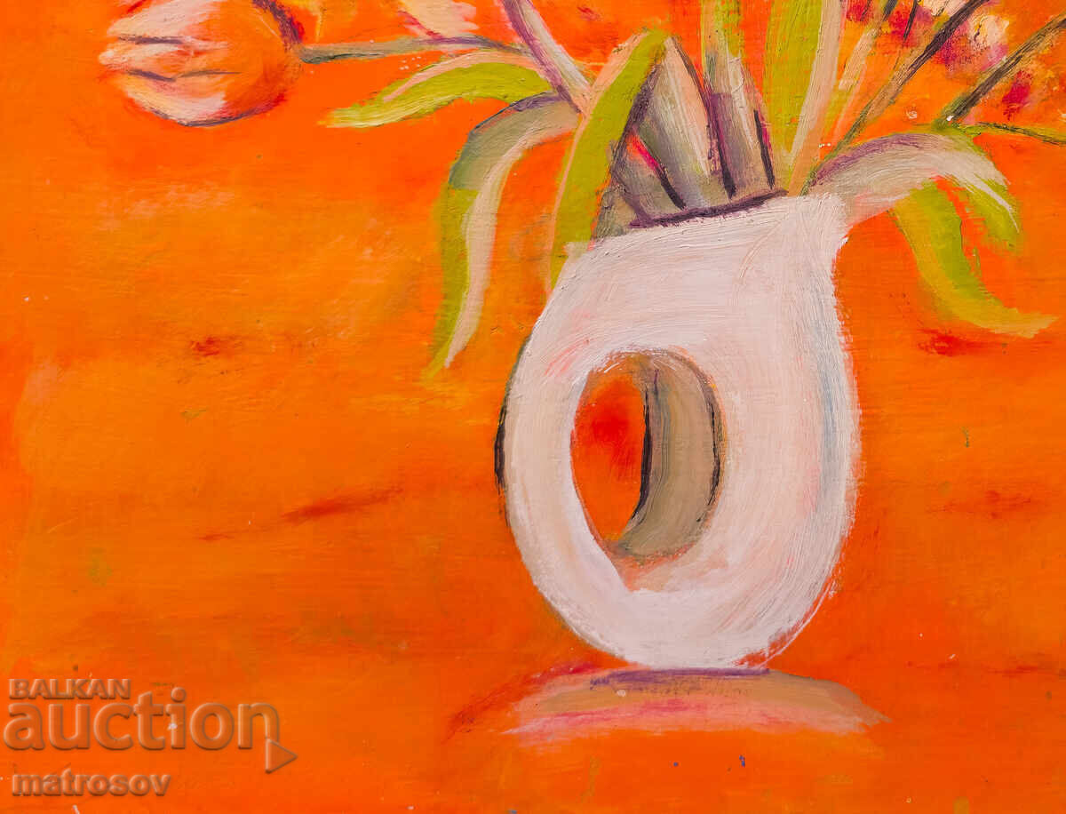 Oil painting, still life, vase with flowers, 2013 - 5