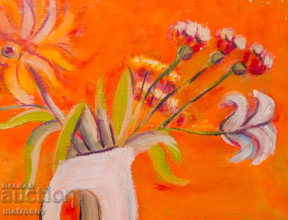 Oil painting, still life, vase with flowers, 2013 - 7