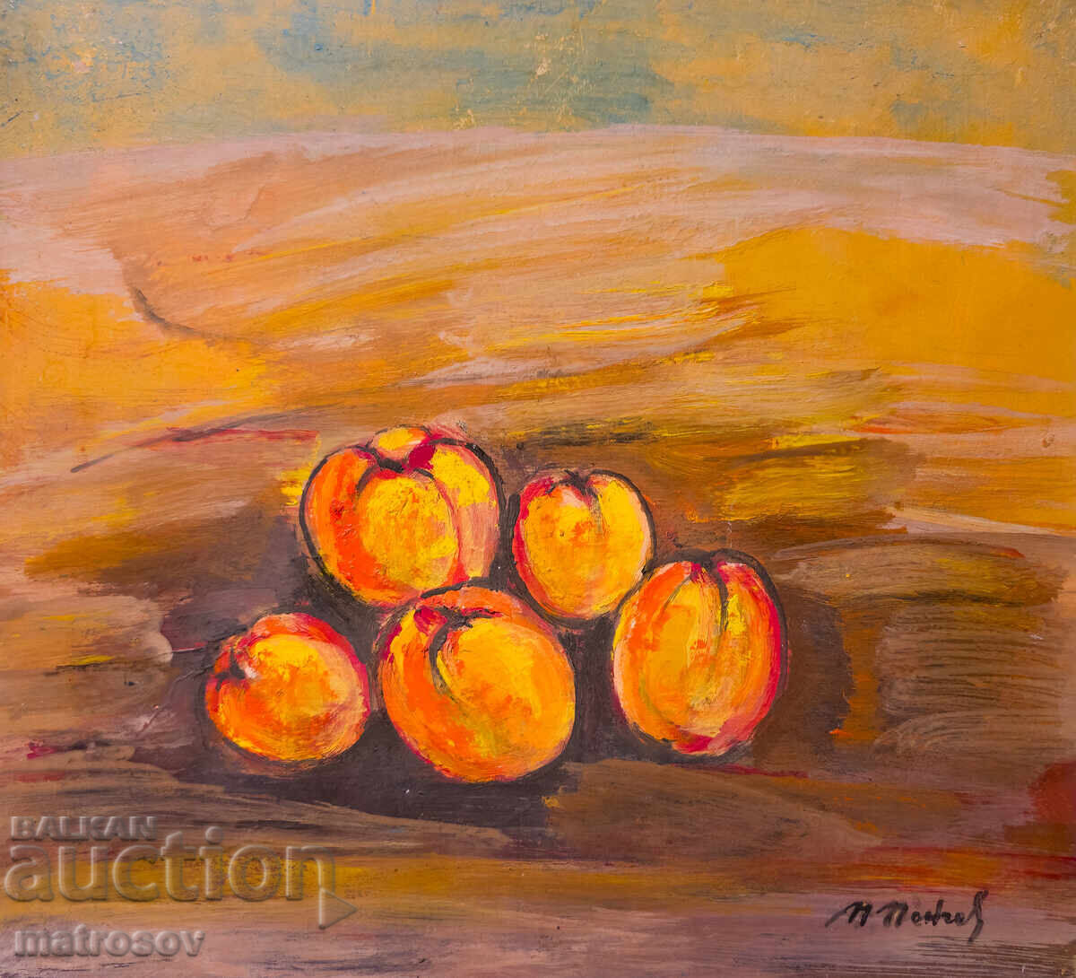 Маслена картина, натюрморт с плодове