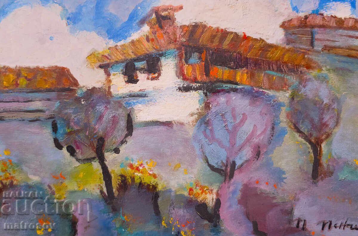 Ελαιογραφία, τοπίο με σπίτια - 6