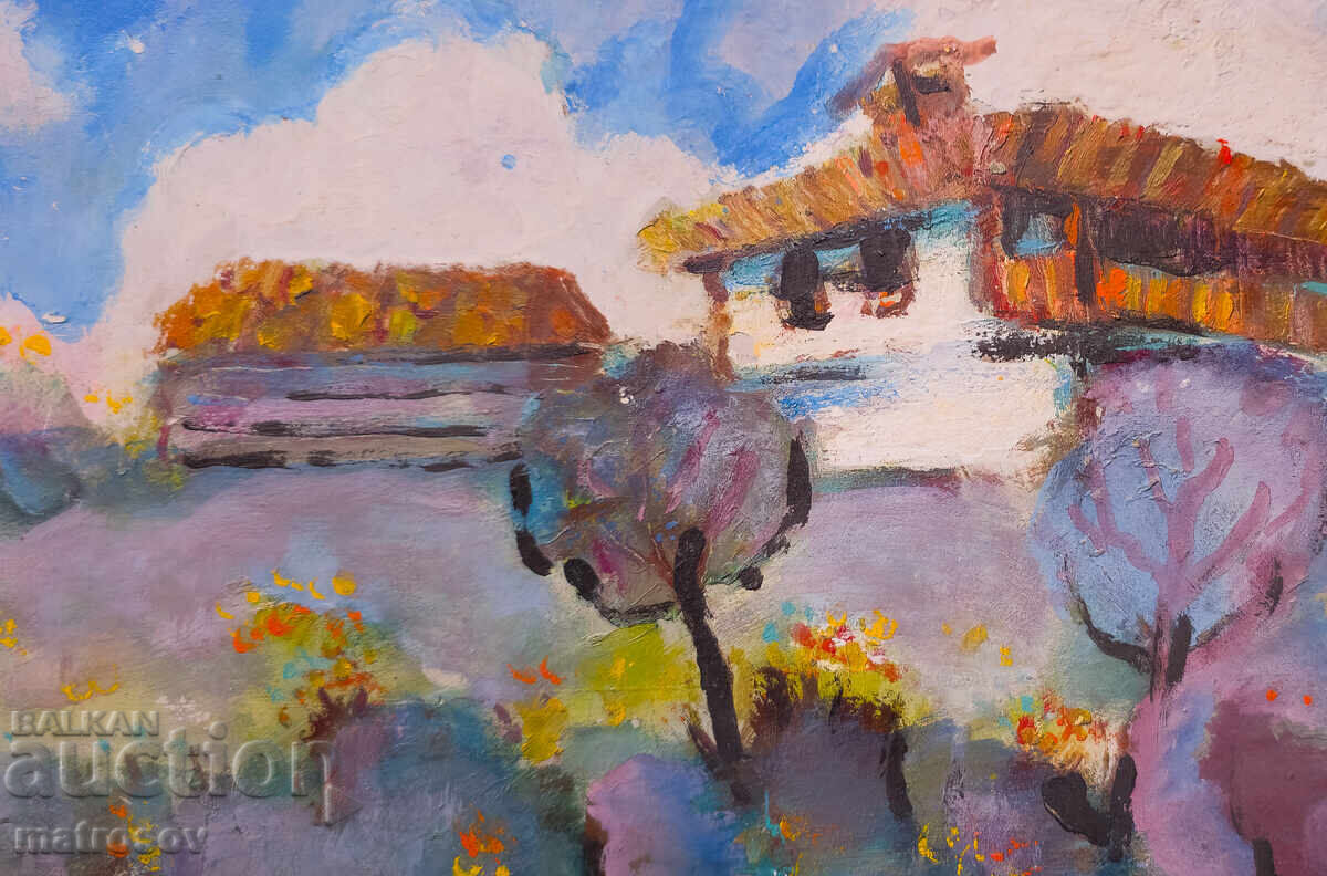 Ελαιογραφία, τοπίο με σπίτια - 7