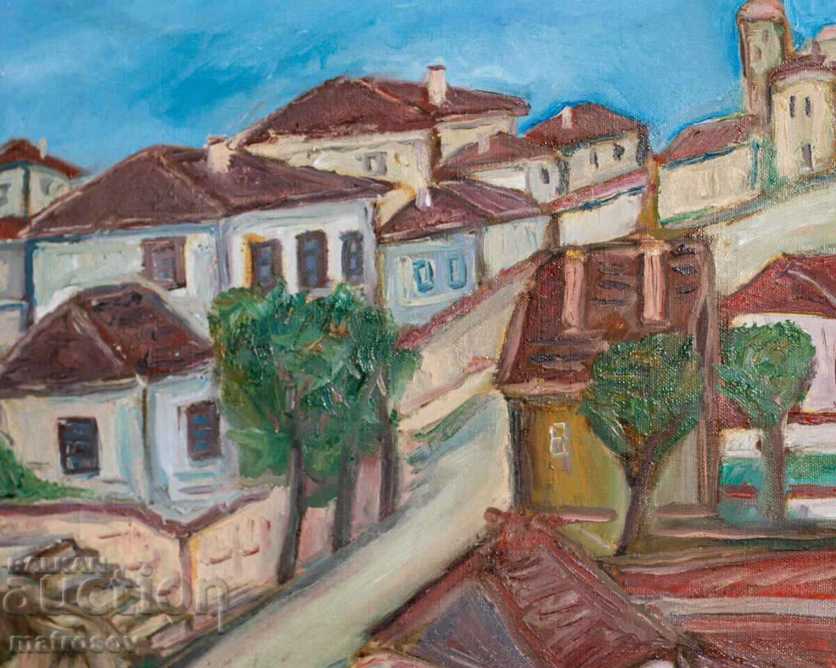 Delivery of Oil painting, genre landscape with houses