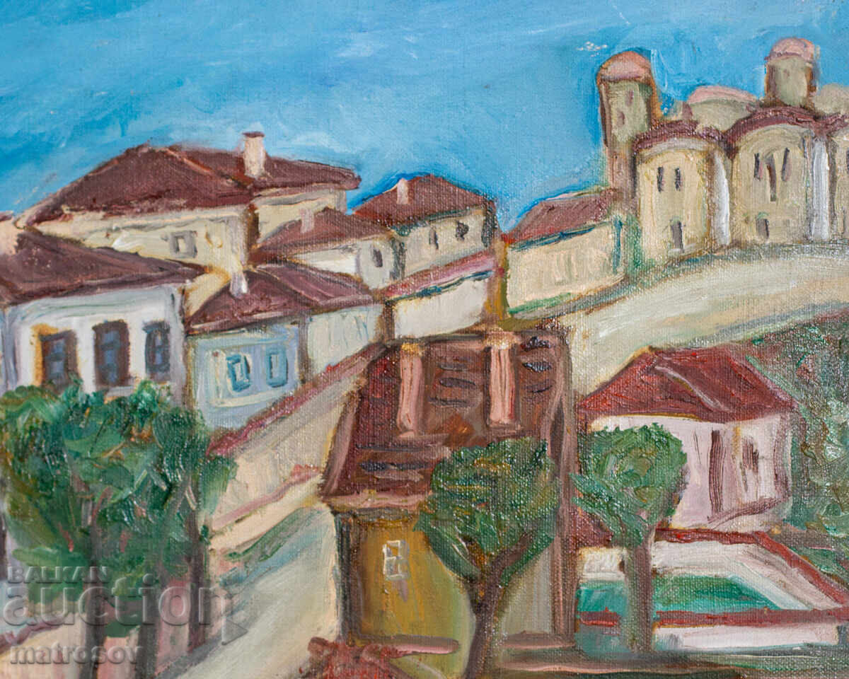 Oil painting, genre landscape with houses - 5