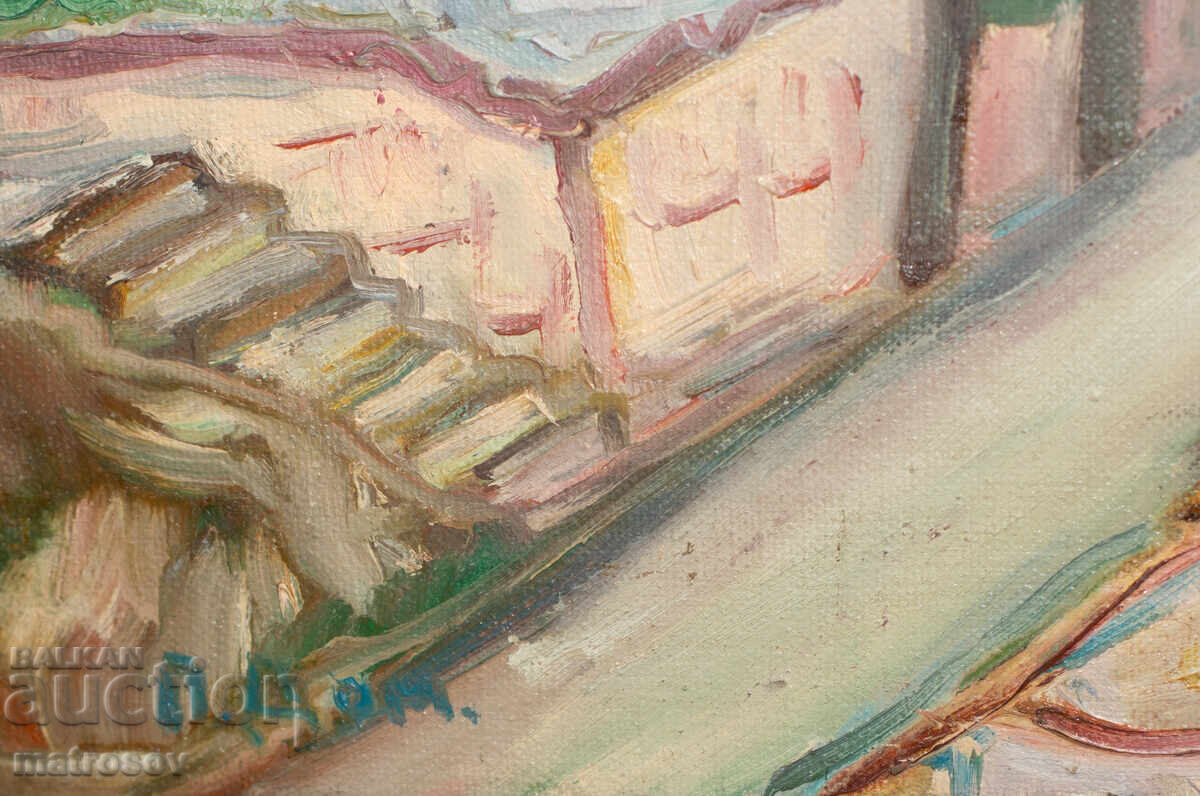 Oil painting, genre landscape with houses - 6