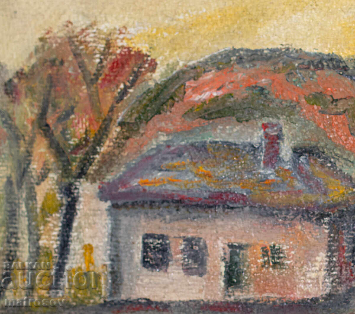 Livrarea Tablou în ulei, peisaj cu casă