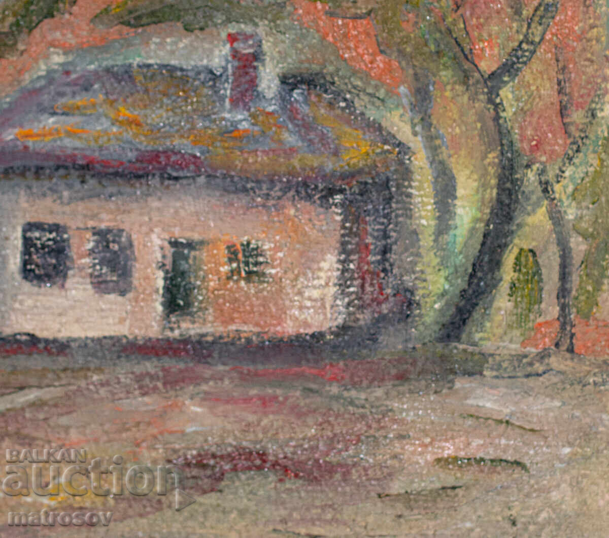 Tablou în ulei, peisaj cu casă - 5