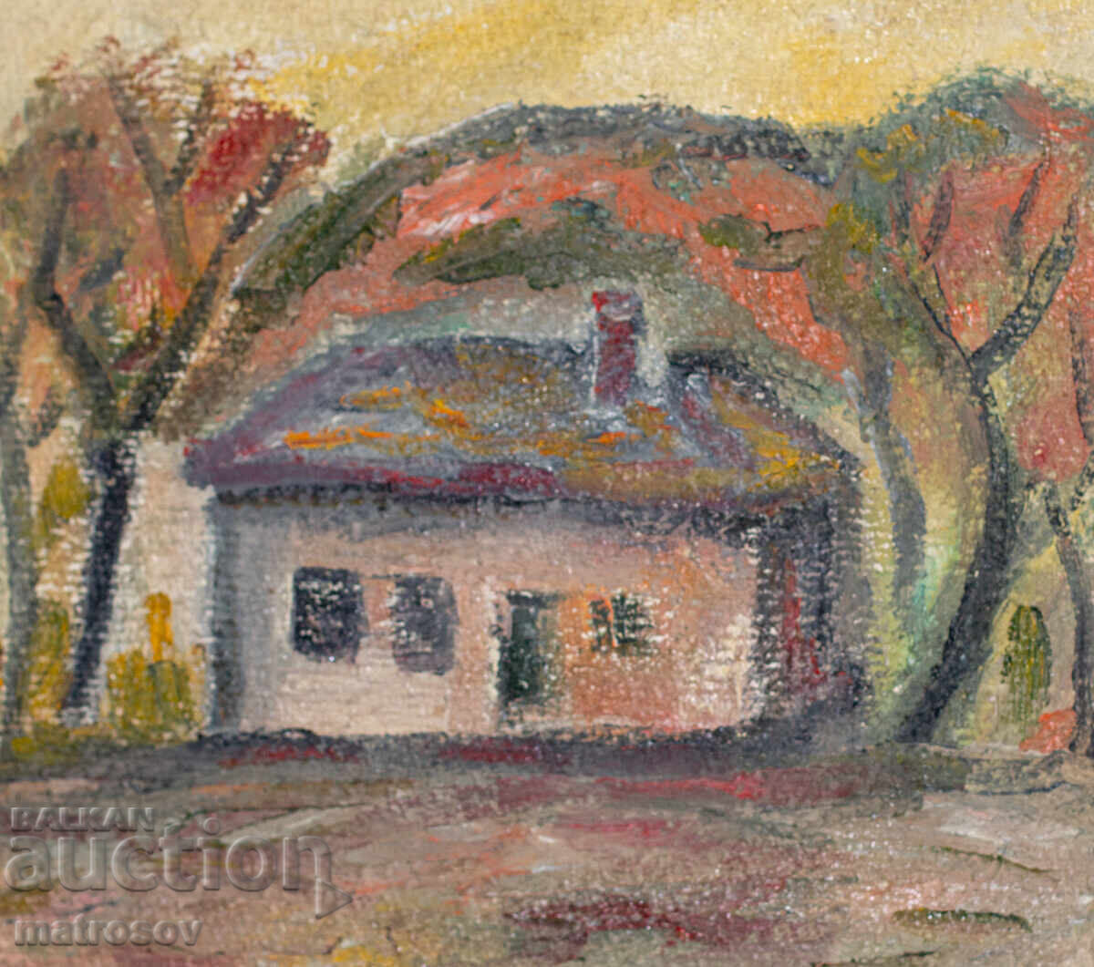 Tablou în ulei, peisaj cu casă - 6