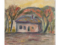 Ελαιογραφία, τοπίο με σπίτι