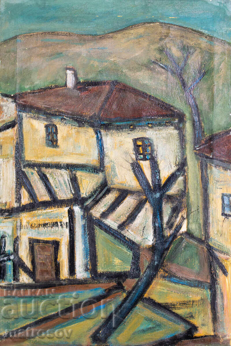 Маслена картина, битов пейзаж