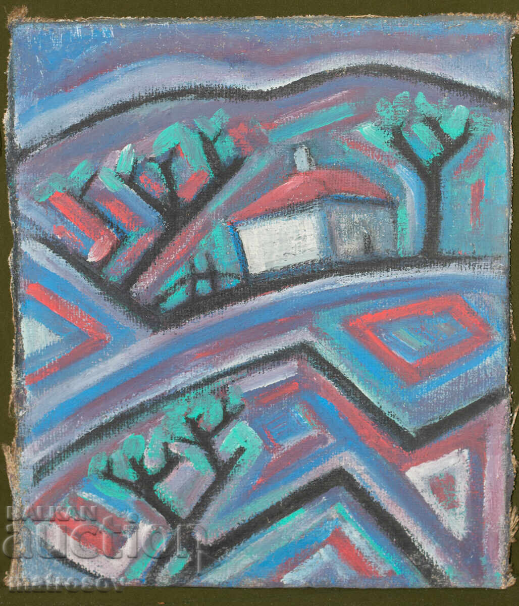 Auction  Abstract painting, landscape, oil paints