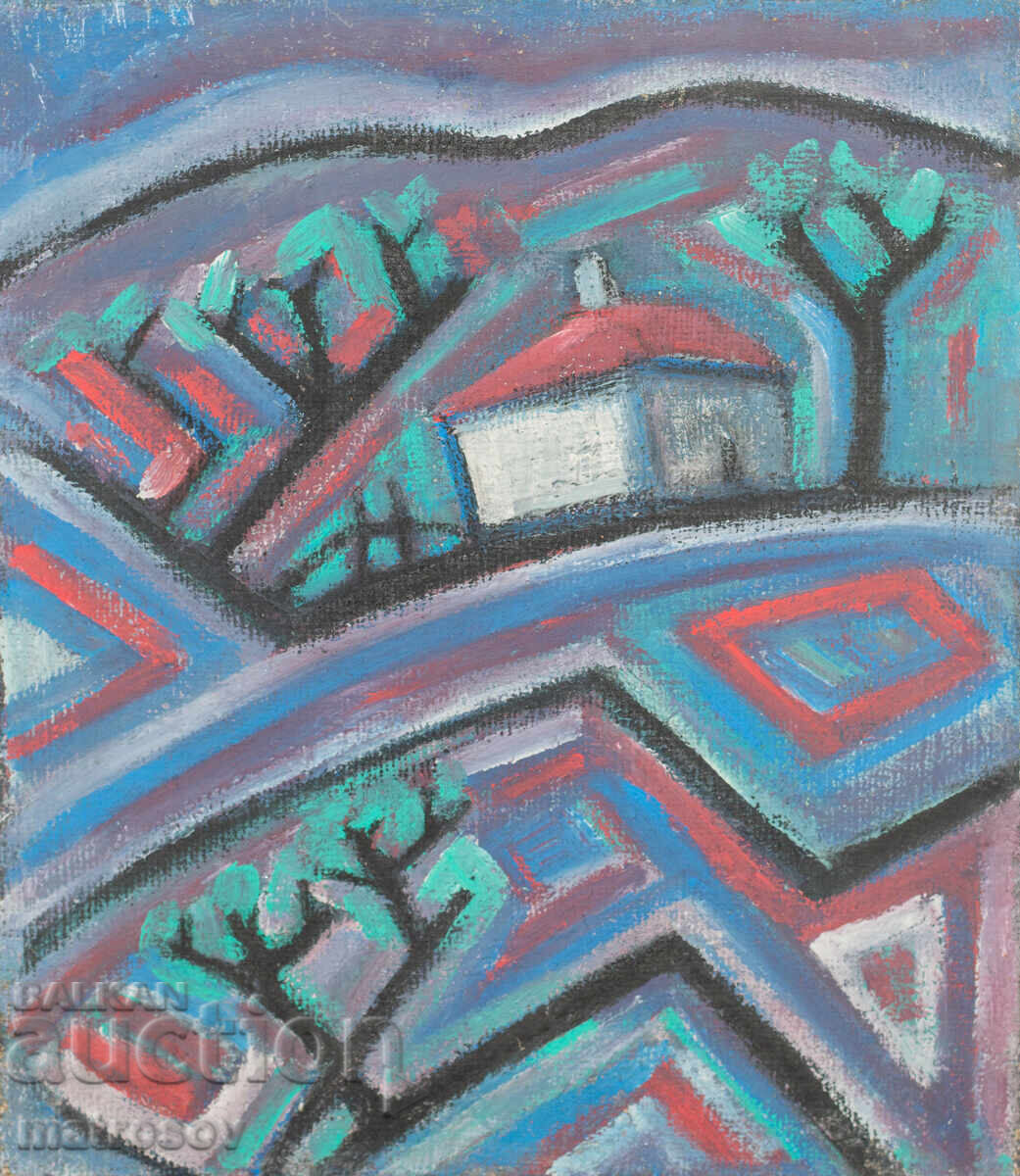 Abstract painting, landscape, oil paints