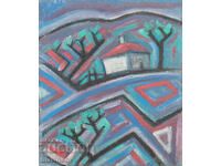 Tablou abstract, peisaj, uleiuri