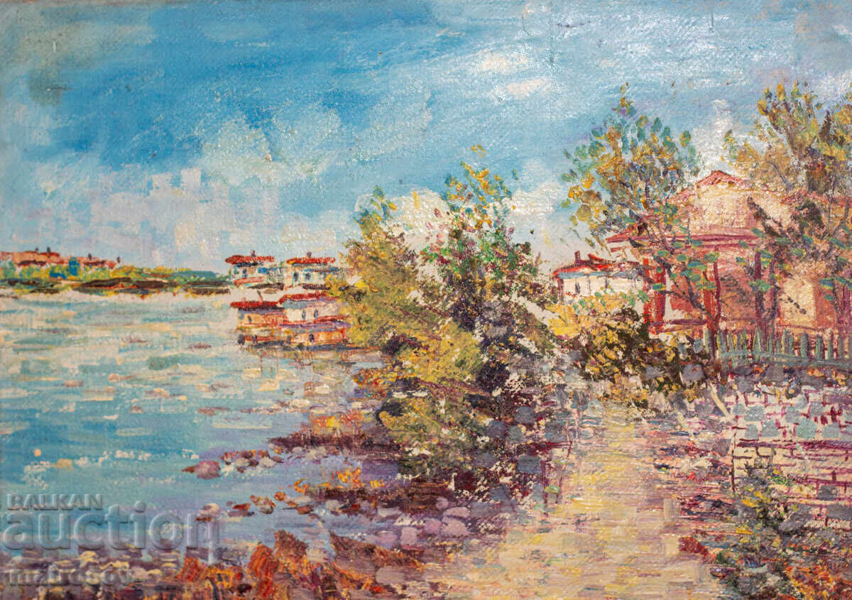 Μπόρις Τσάνοφ, ελαιογραφία, τοπίο "Εντύπωση" με τιμή 300.00 BGN | € 153.39