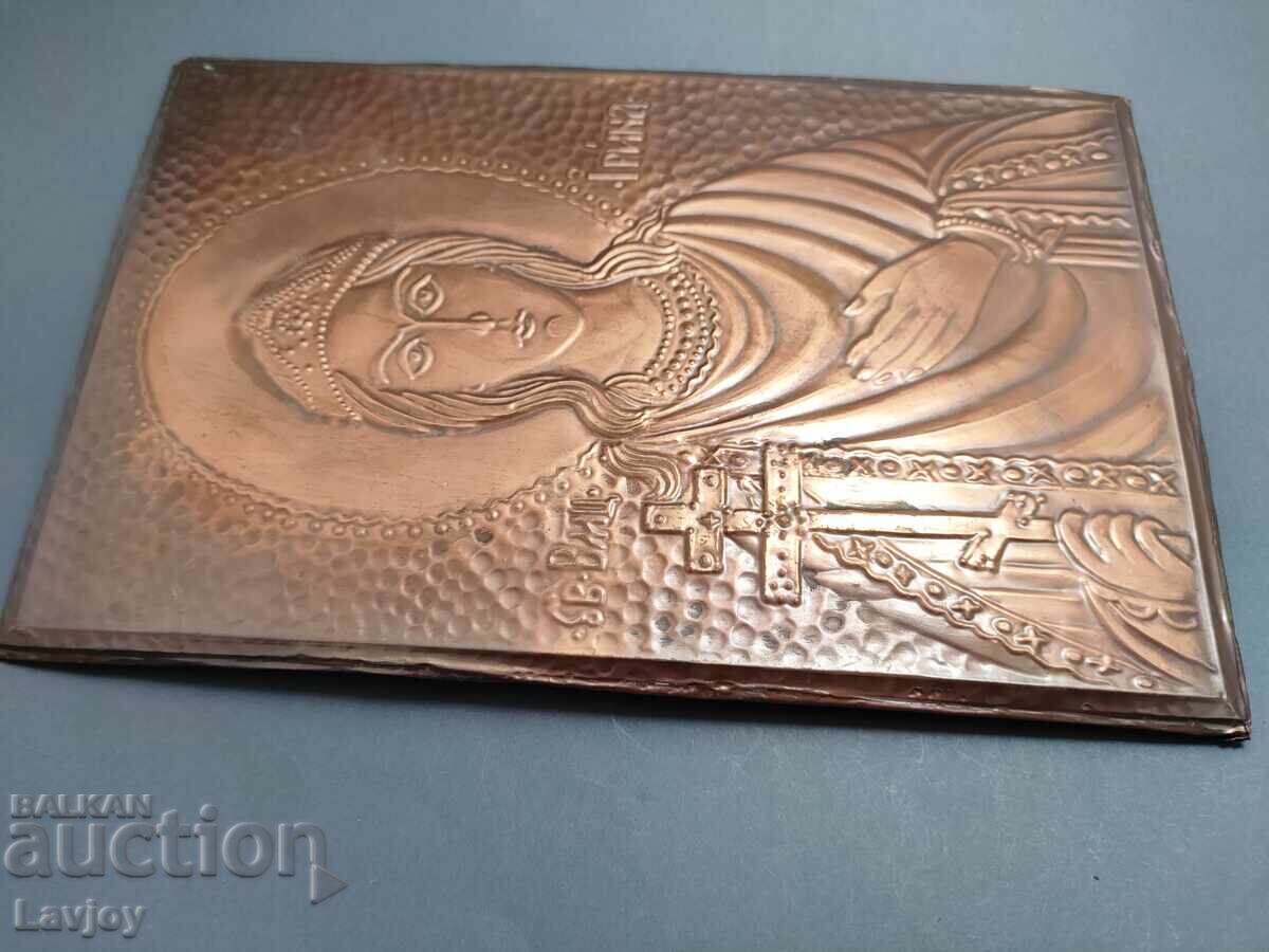 Livrarea Icoană de casă cu montură de cupru Sf. Mc. Irina Livrarea Icoană de casă cu montură de cupru Sf. Mc. Irina