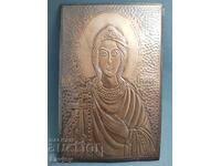 Icoană de casă cu montură de cupru Sf. Mc. Irina