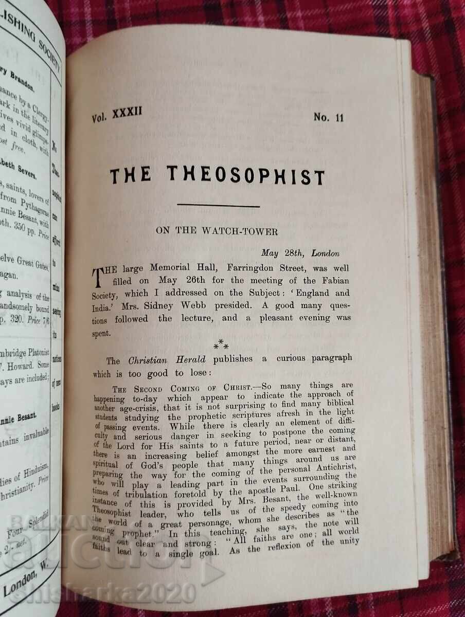 Auction  Occult Journal The Theosophist - Vol. XXXII - No 10,11,12